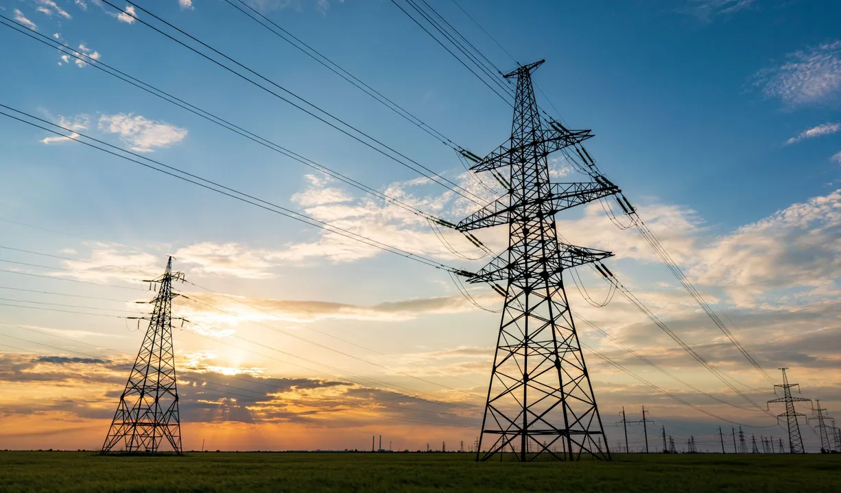 Image showing  silhouette-of-high-voltage-power-lines-2064527462